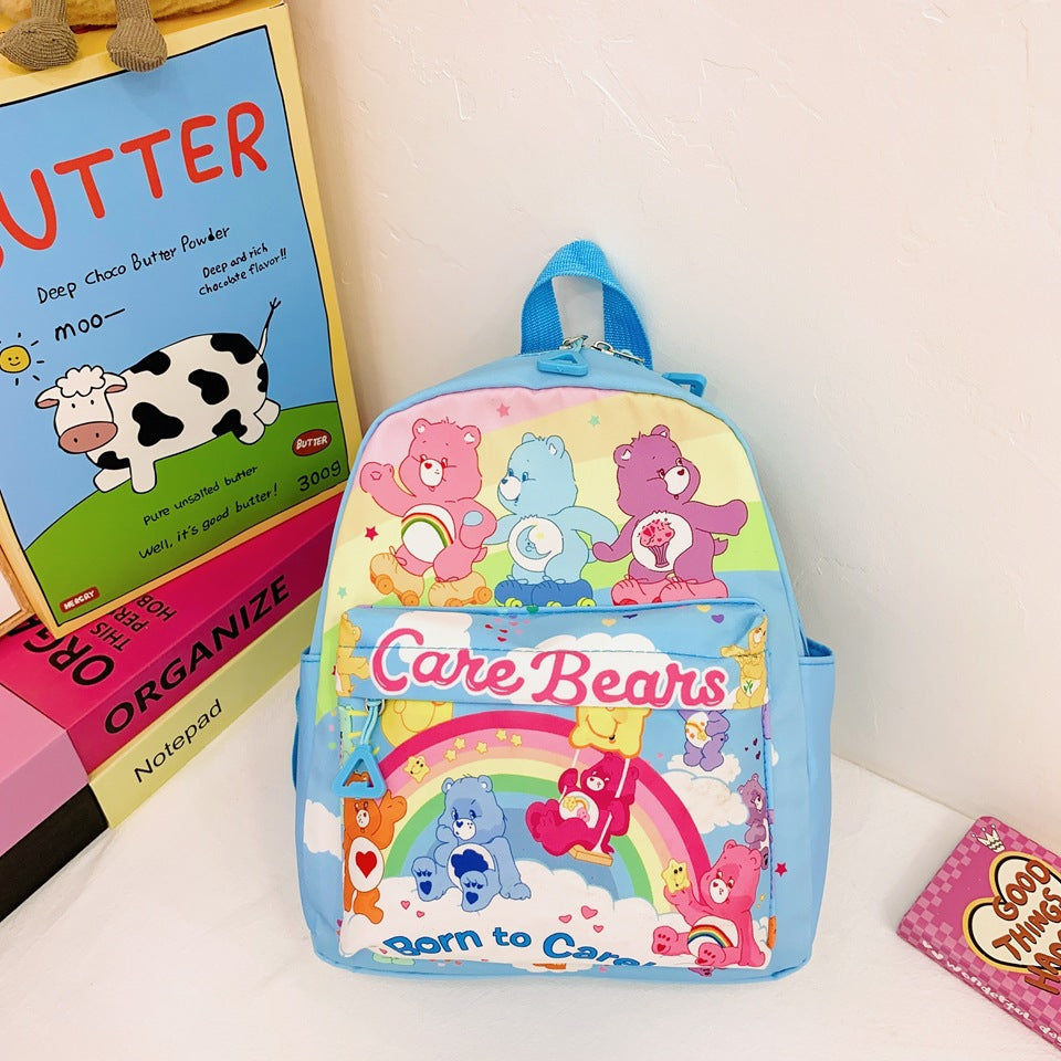 Cartoon Rainbow Bear Boys Double Back Kindergarten School Bags