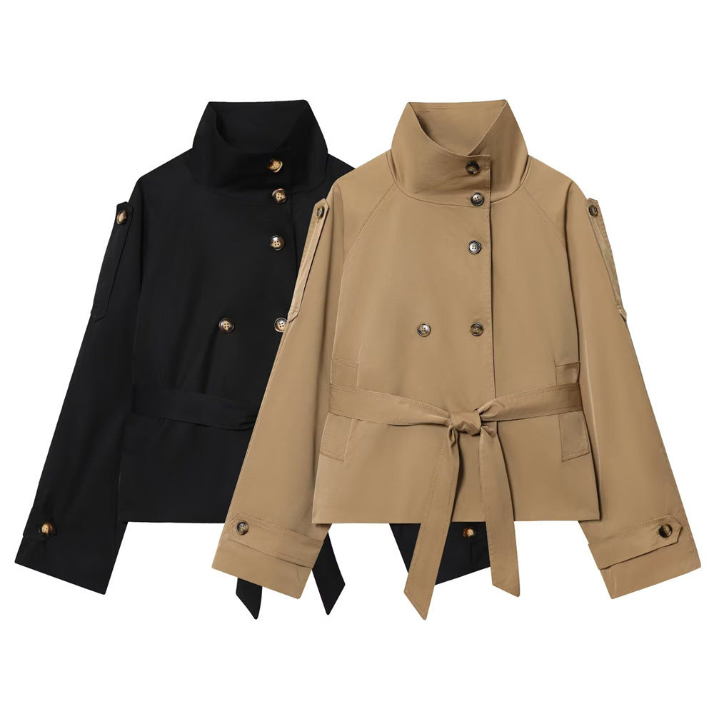 Women's Fashion Trench Double-breasted Stand Collar Autumn Jackets