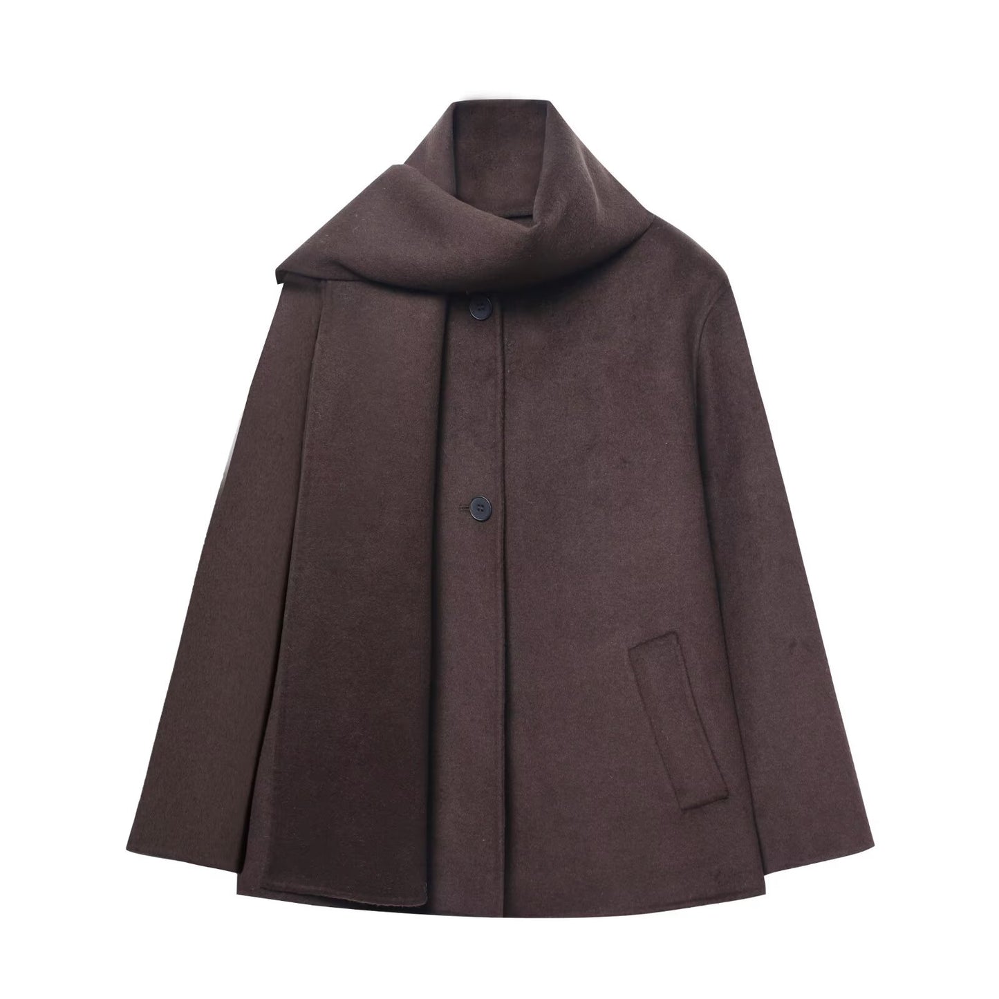 Women's Fashion Casual Wool Blended Textile Scarf Coats