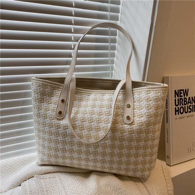 Simple Commute Big Fashion Check Pattern Shoulder Bags