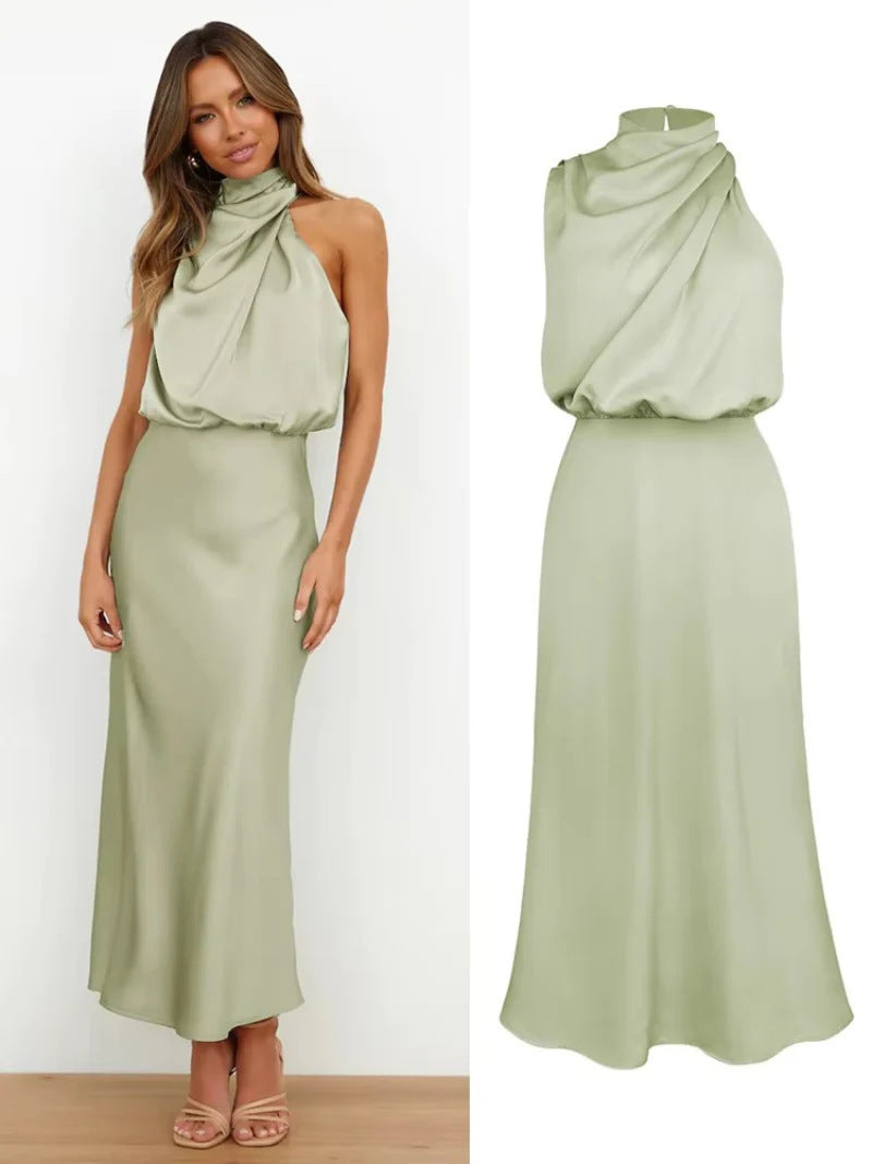 Premium Satin Sleeveless Fashion Elegant Graceful Dress