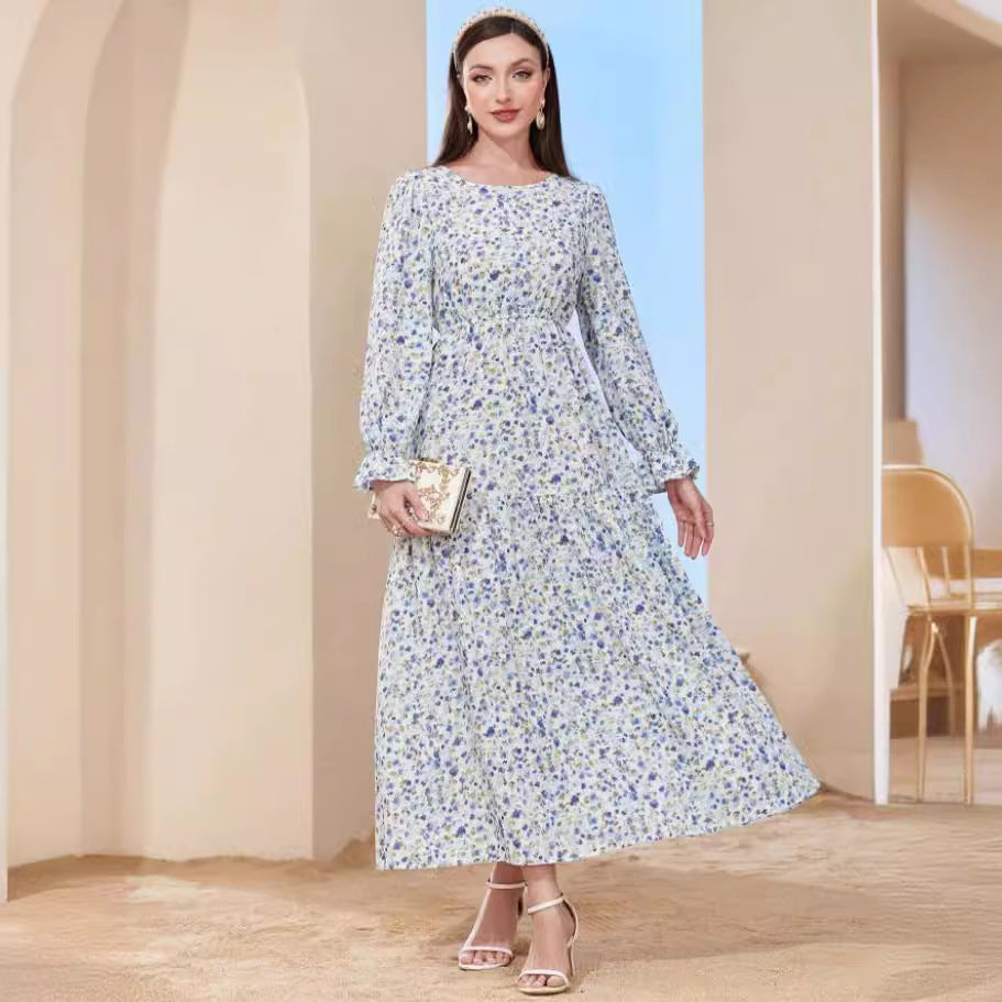 Print Daily Outdoor Round Neck Long Sleeve Dress