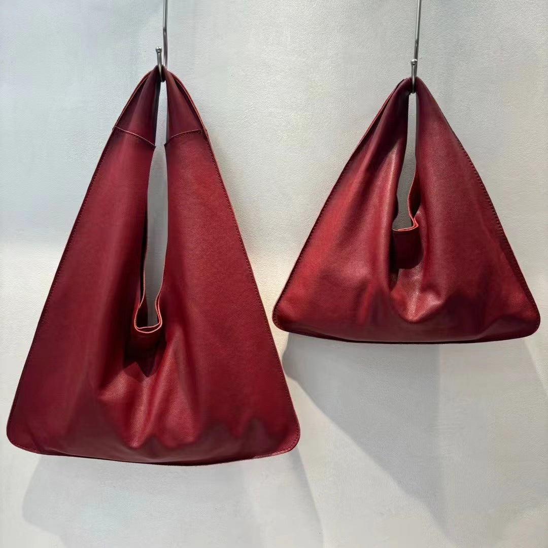 Women's Leather Triangle Minimalist Cloud Soft Handbags