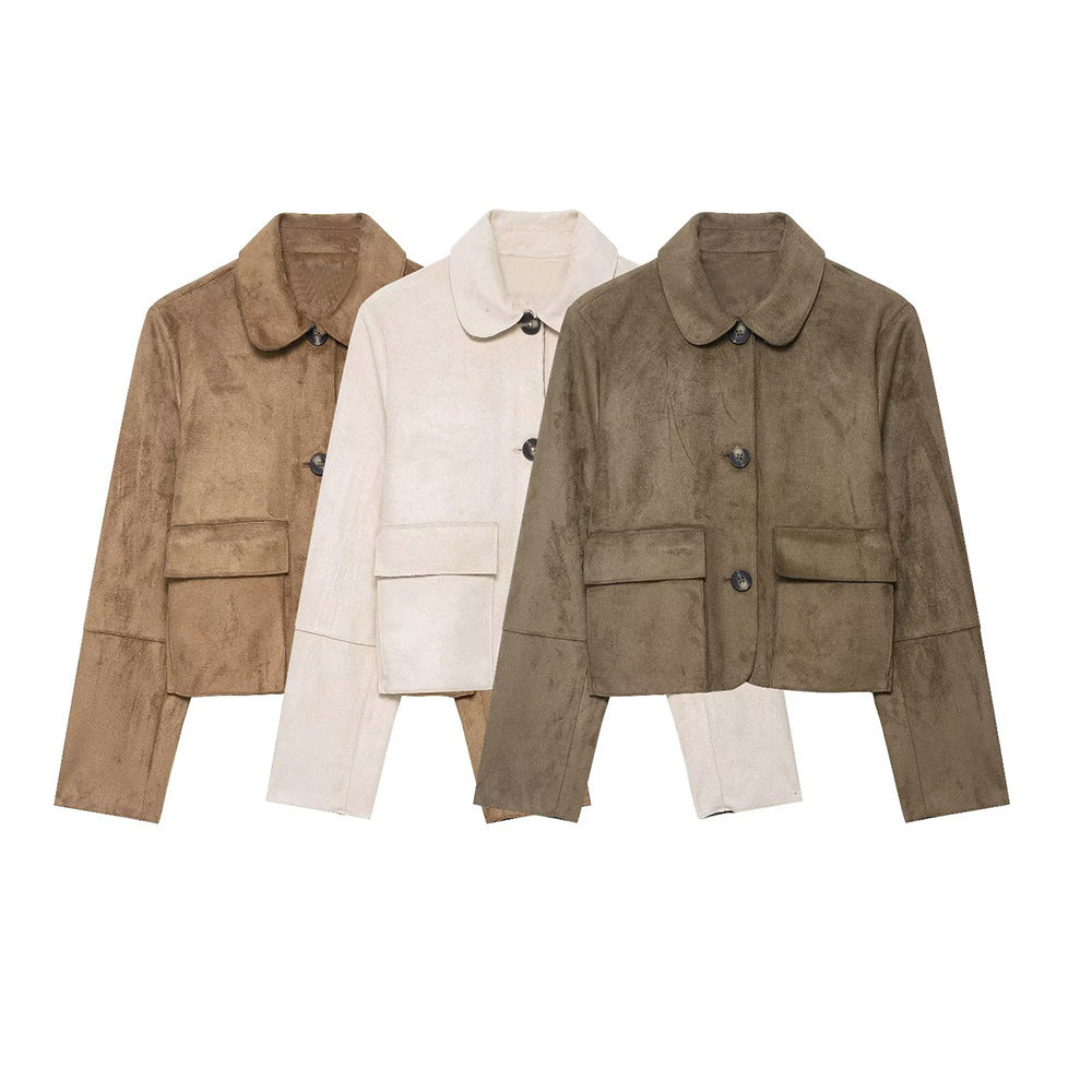 Women's Refined Stylish Versatile Minimalist Design Suede Jackets