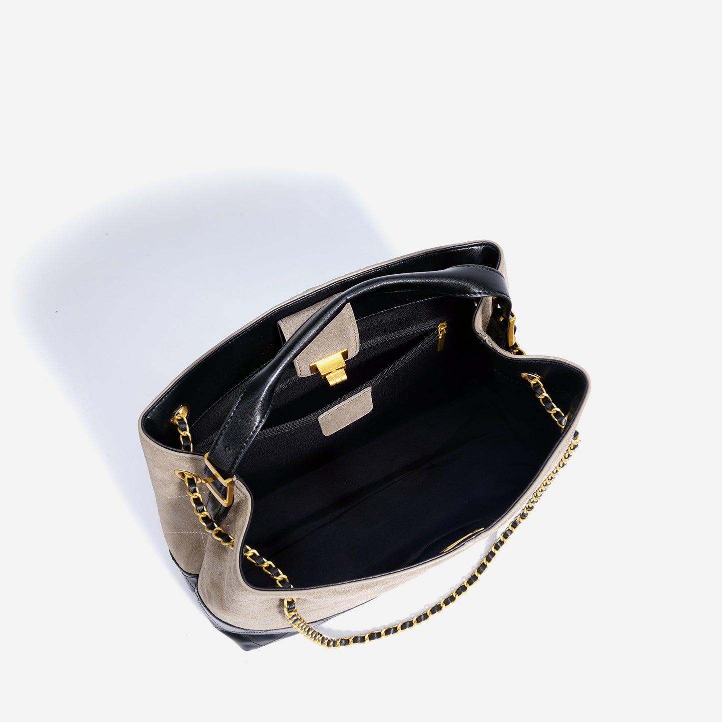 Women's Retro Commuter Chain Suede Brown Bags