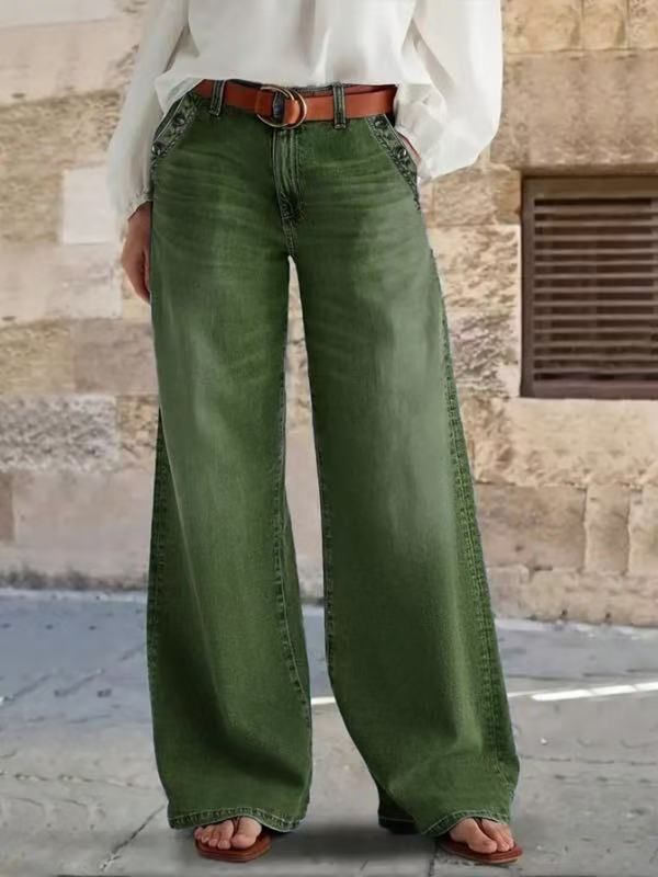 Women's Washed Loose Wide Leg Leisure High Pants