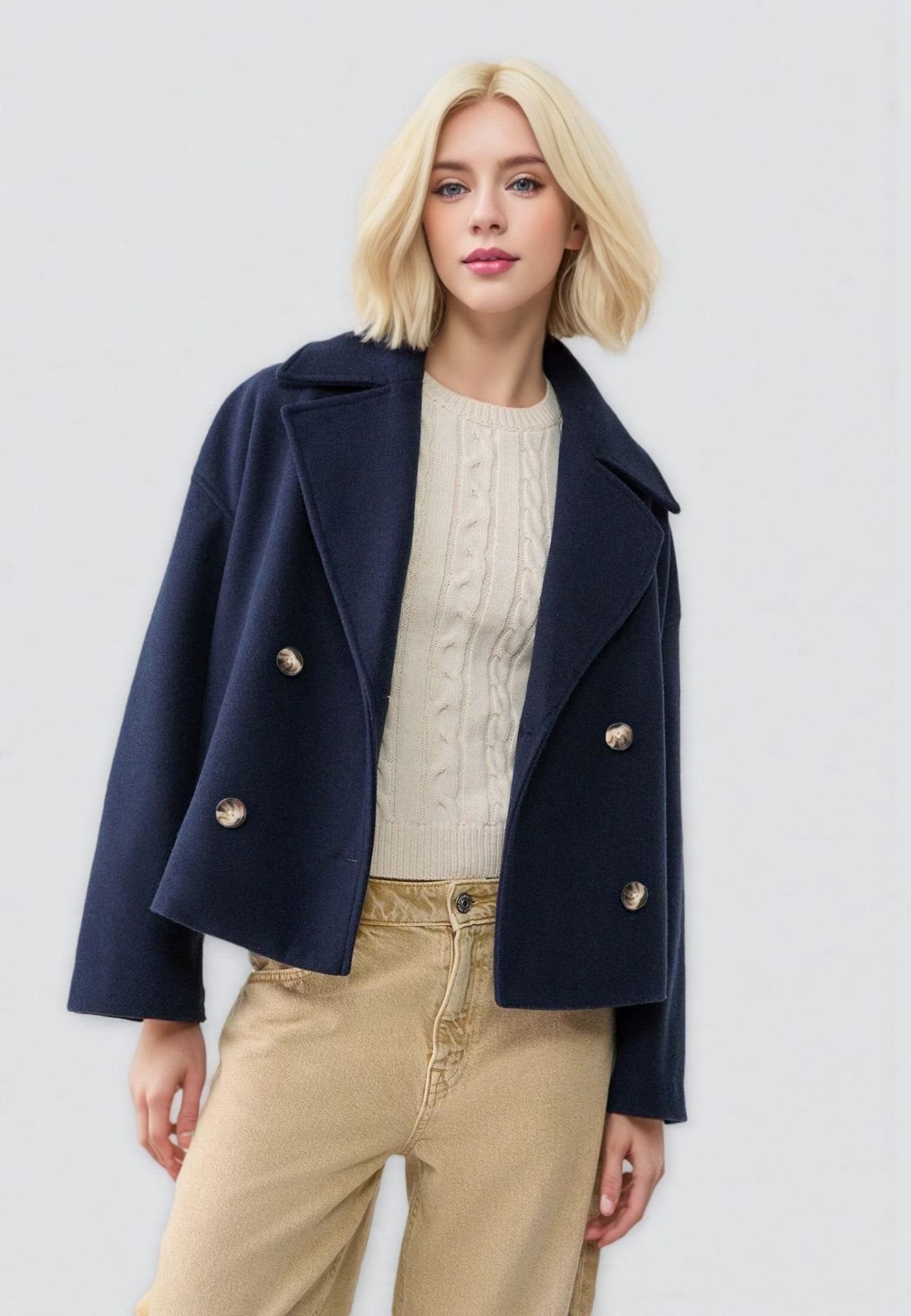 Women's Autumn Fashion Temperament Commute Lapel Double Coats