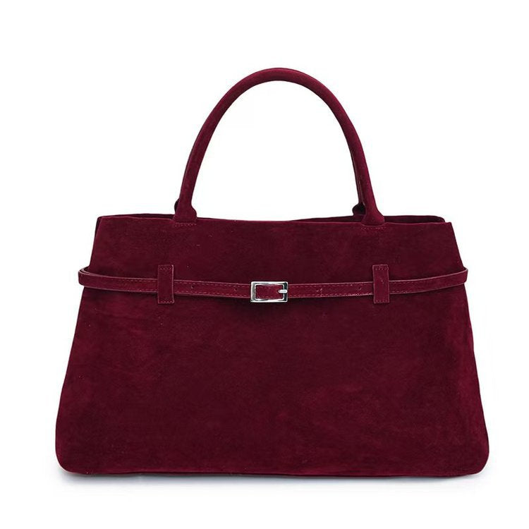 Women's Retro Frosted Leather Hand-held Fashionable Large Tote Bags