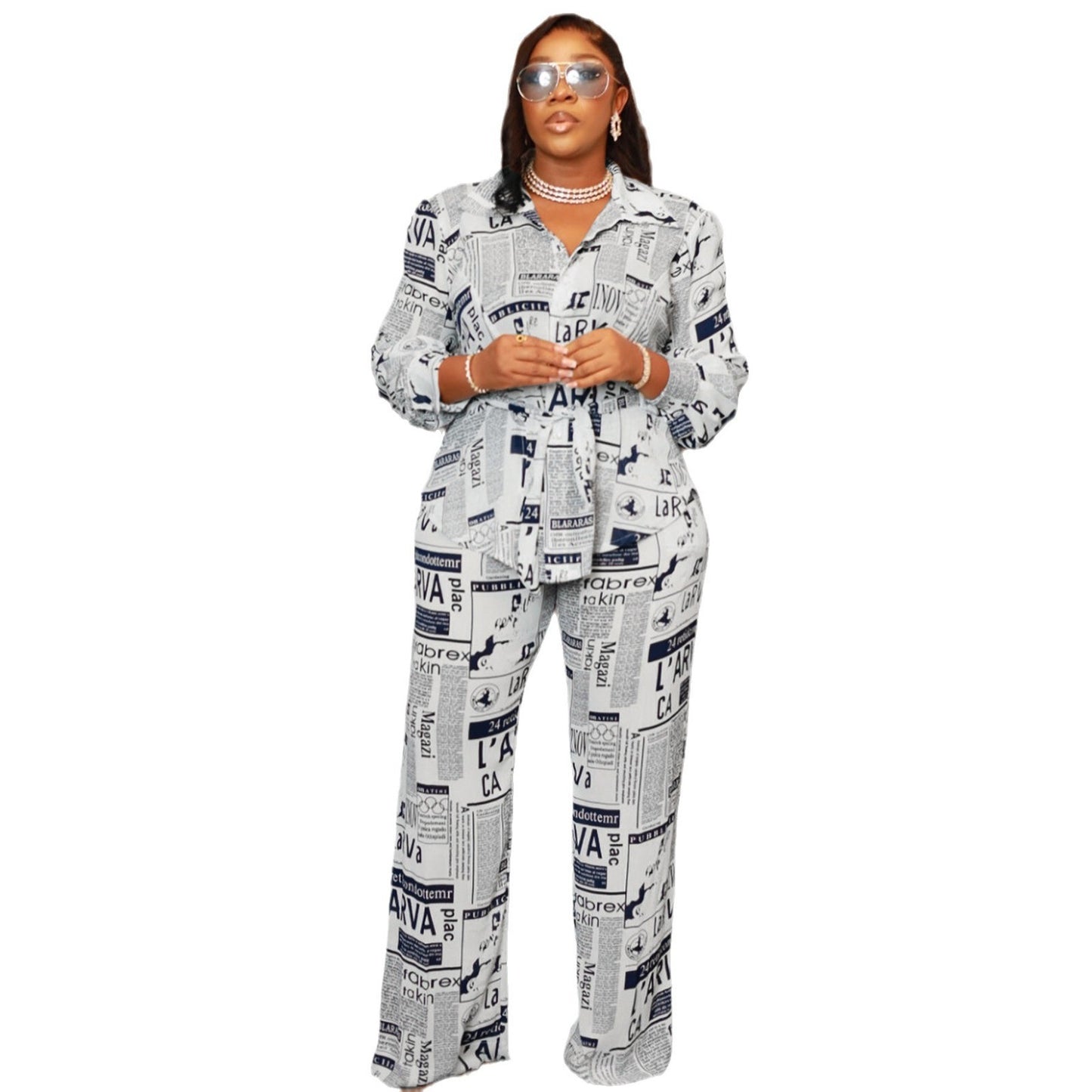 Women's Printing Fashion Tied Long Sleeves Clothing