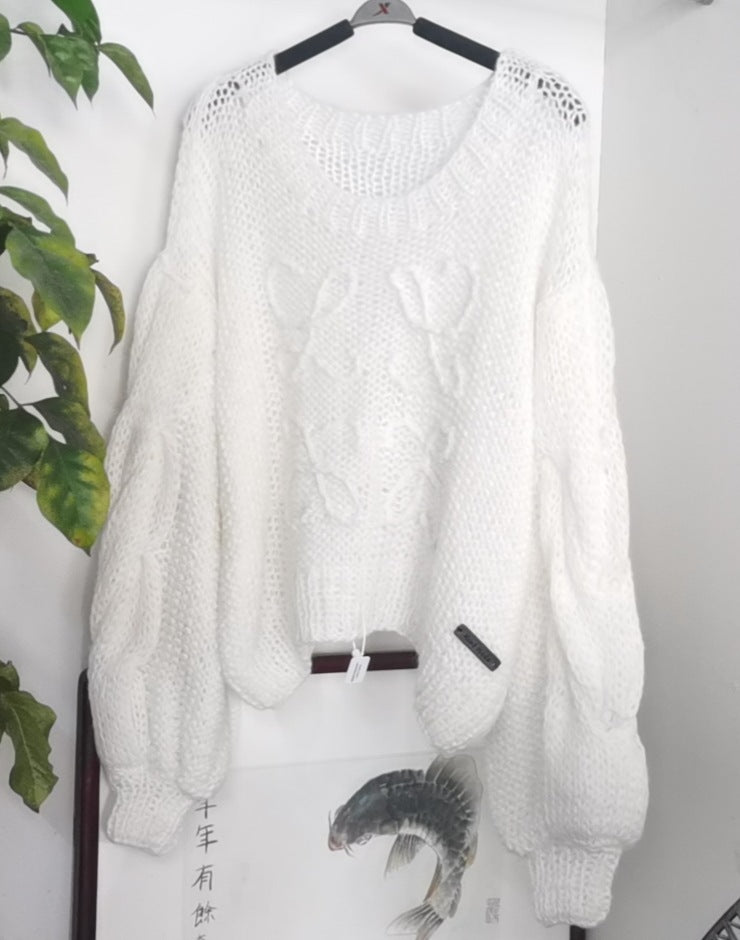 Women's Autumn Mohair Thick Needle Pure Hand-woven Sweaters