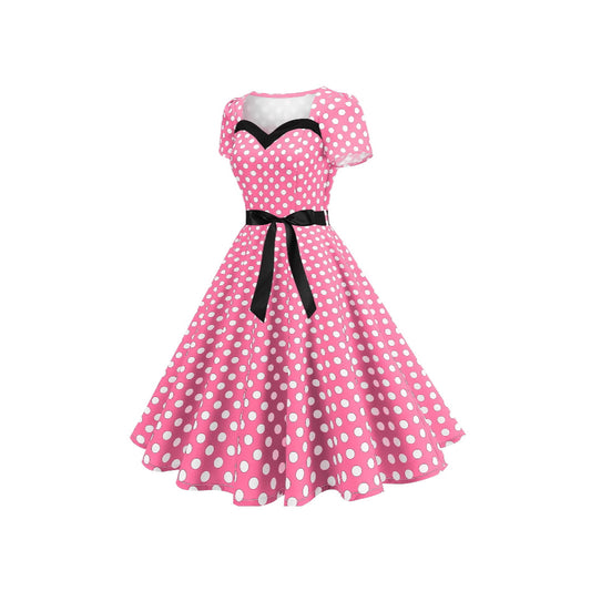 Women's Wear Hepburn Style Dress Sleeve Large Swing Polka Dresses