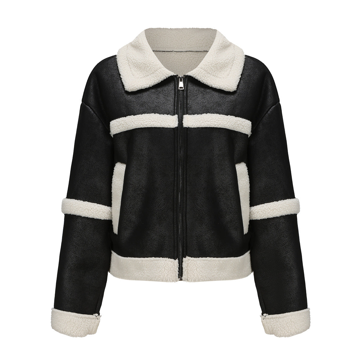 Women's Suede Fashionable Warm Fleece Leather Leisure Jackets