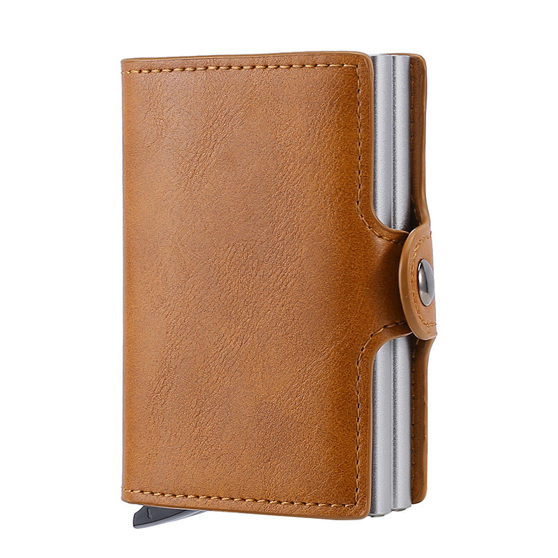 Men's Automatic Pop-up Metal Integrated Carbon Fiber Pattern Card Holder