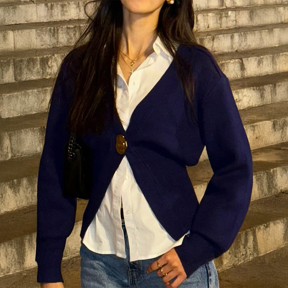 Women's Casual Simple Style Deep V Advanced Sweaters