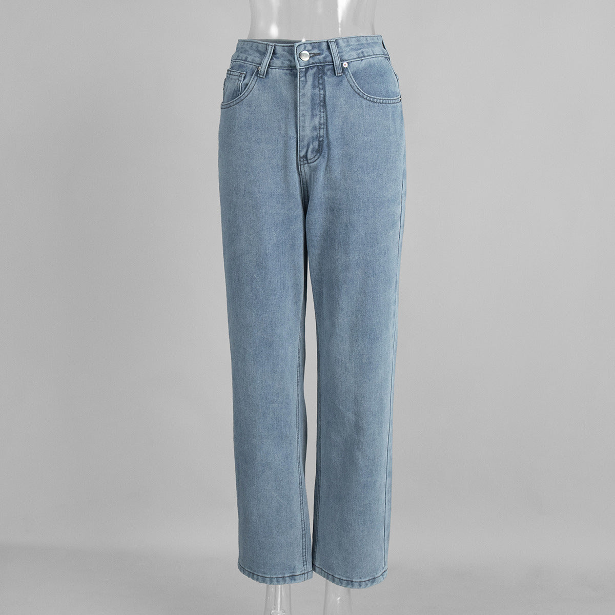 Women's Retro High Waist Straight Temperament Wild Cotton Jeans