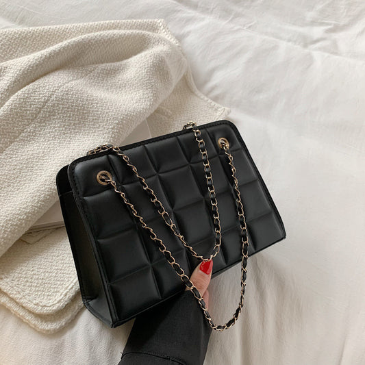 Plaid Indentation Chain Fashionable Simple Western Shoulder Bags