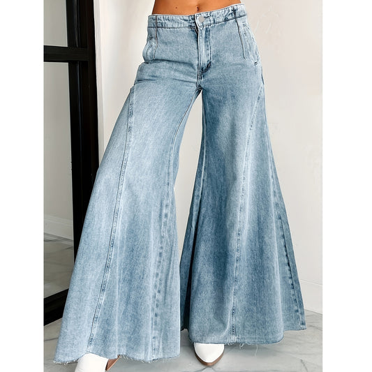 Women's Marked Elegant Fashion Washed Denim Simple Jeans