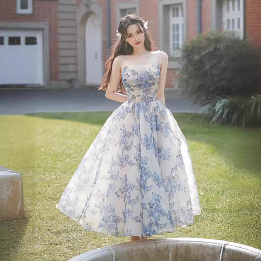 Korean Style Sleeveless Floral Cake Dress Dresses