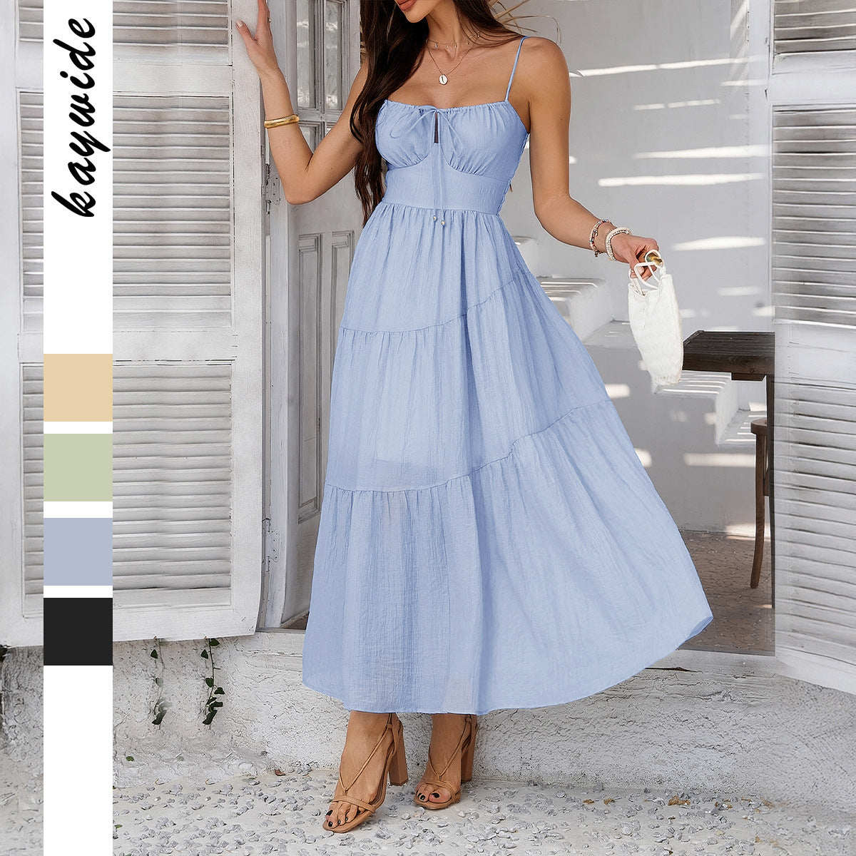 Women's Elegant Vacation Style Solid Color High Waist Dress