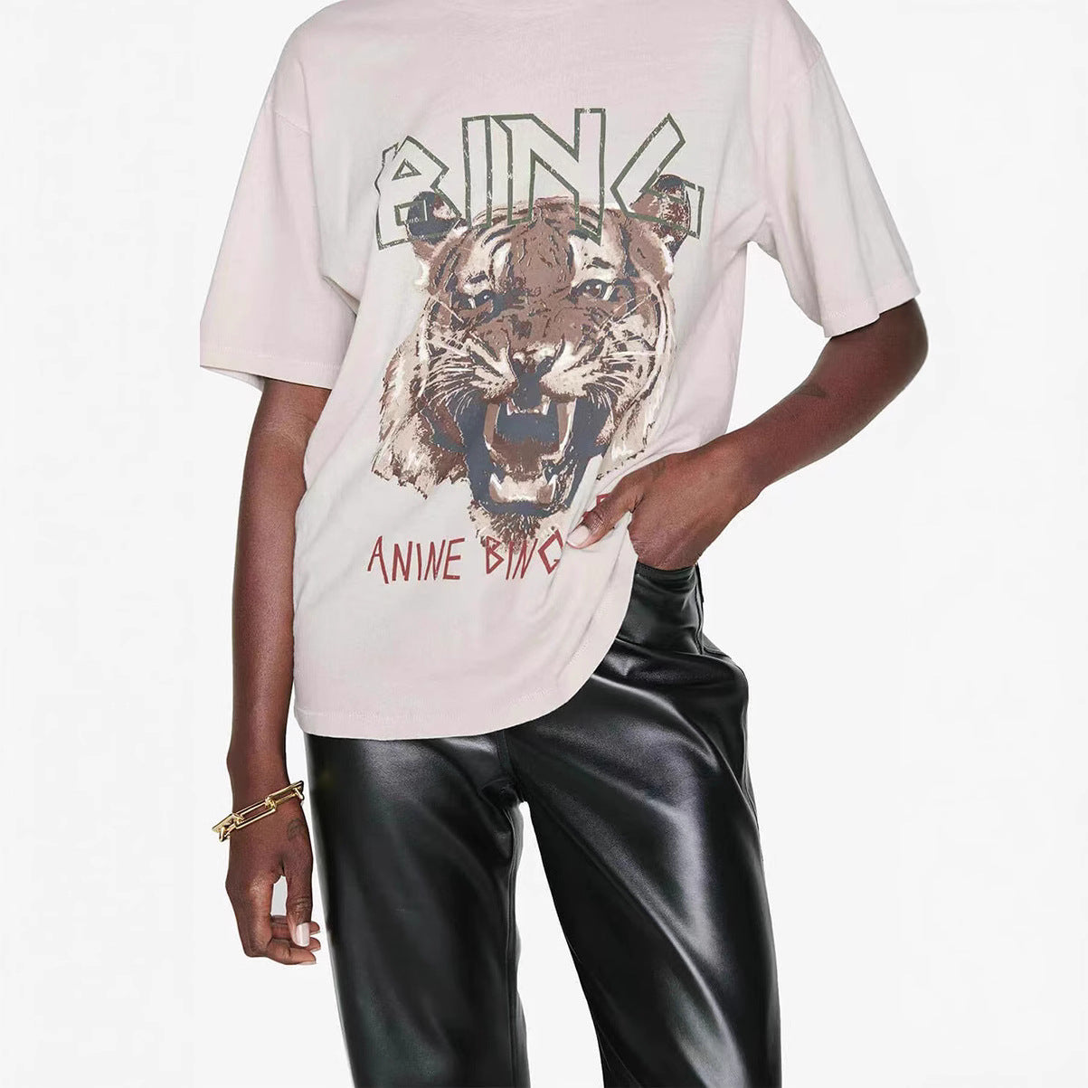 Women's Tiger Head Printing Old Fried Color Blouses