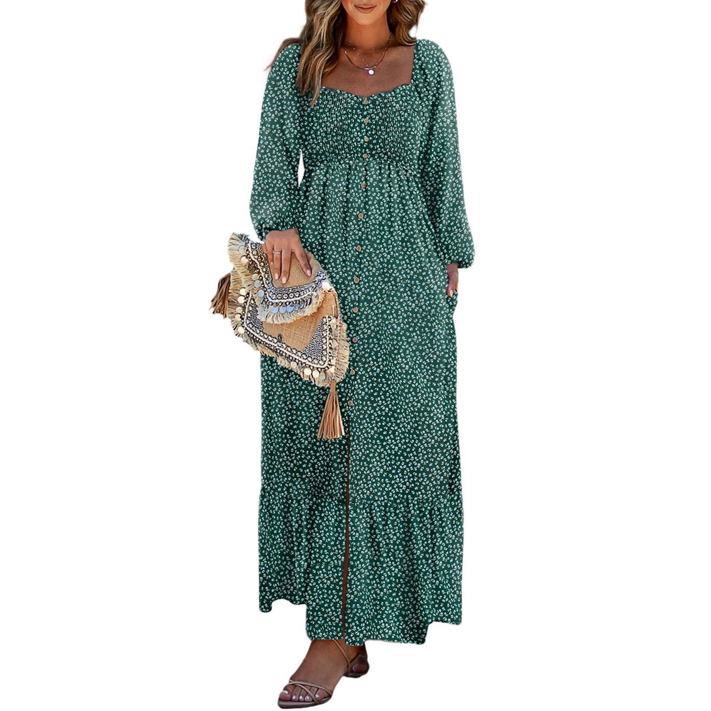 Autumn Fashion Printed Long Sleeve Elastic Blouses