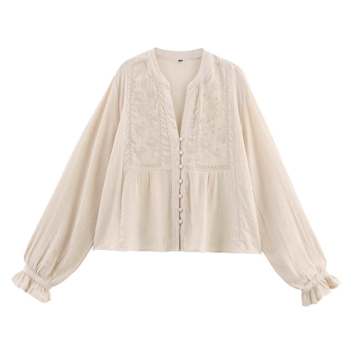 Women's Fashion Casual Hollow Shirt Embroidered Loose Blouses