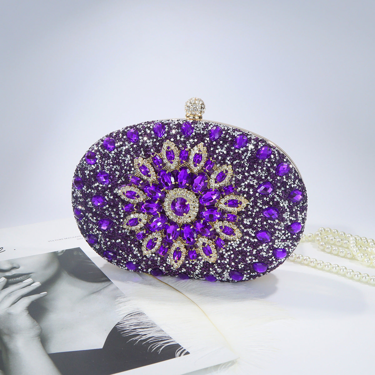 Women's Sunflower Diamond Cheongsam Formal Dress Evening Bags
