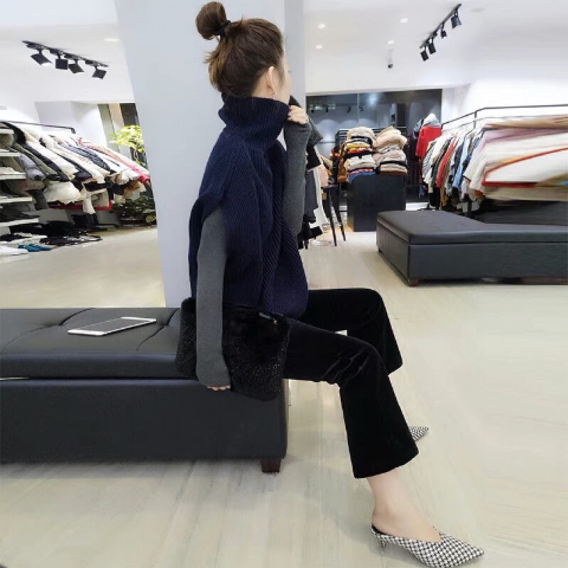 Black Turtleneck Fashion Sleeveless Thick Waistcoat Vests