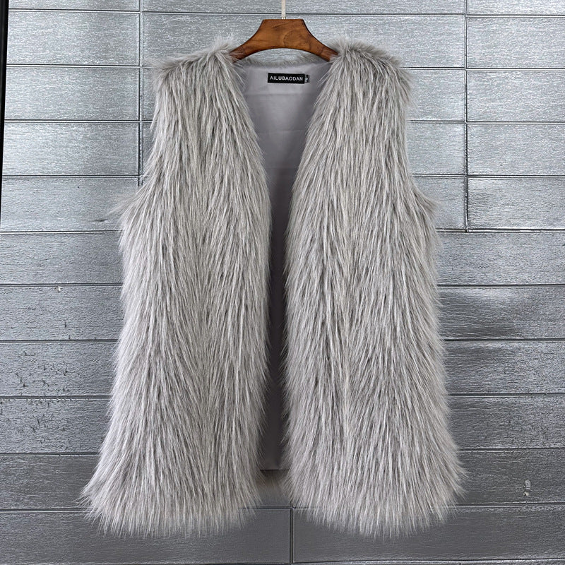Women's Faux Camisole Fox Fur Winter Mid-length Coats