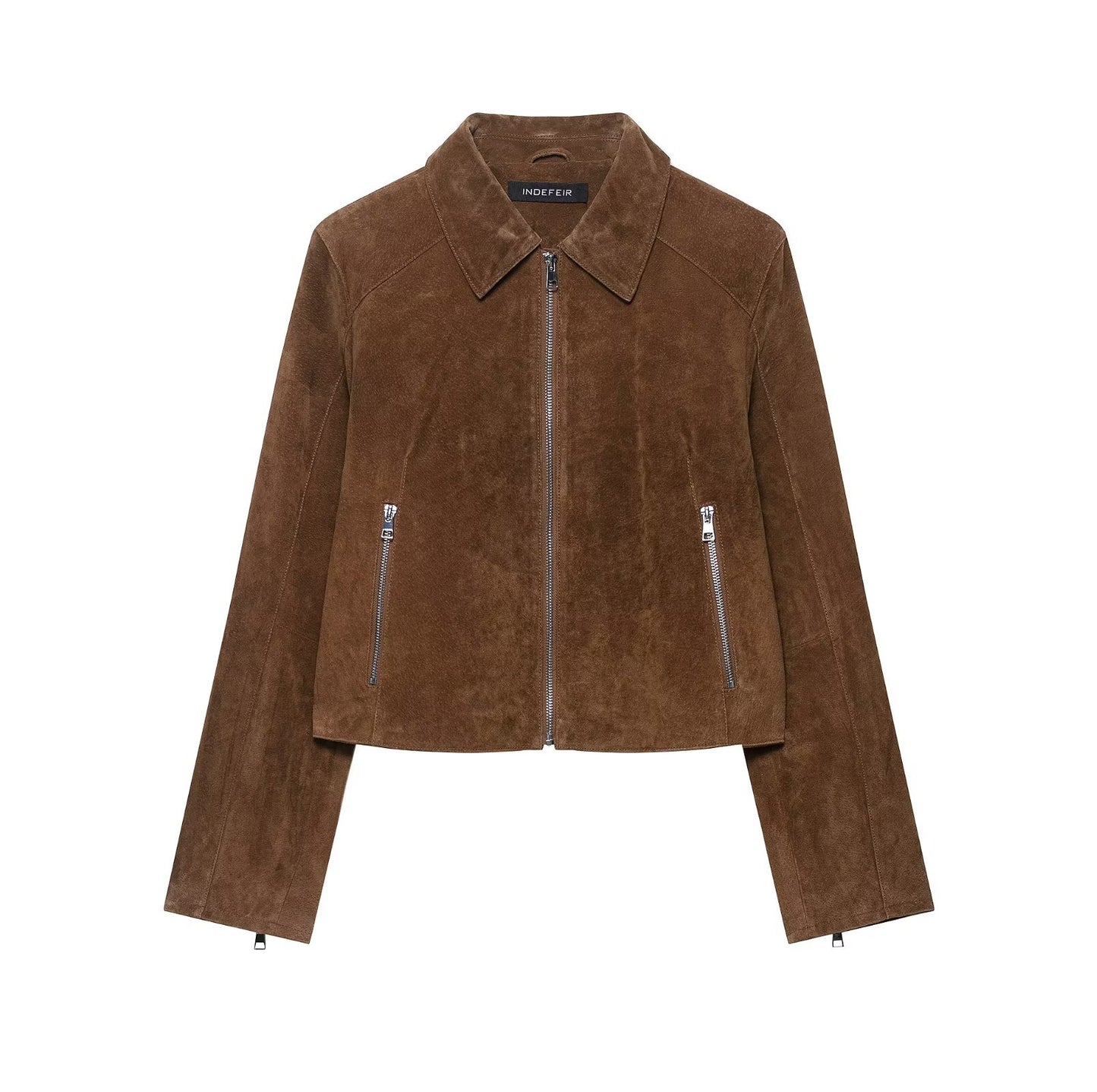Durable Attractive Glamorous Autumn Leather Lapel Jackets