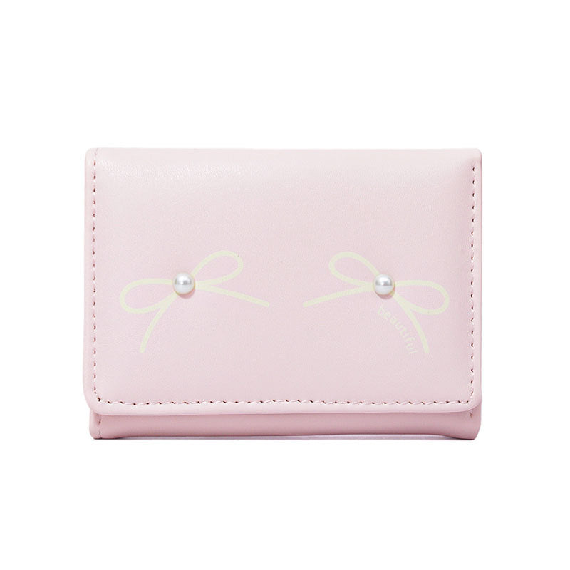 Women's Summer Bow Outing Cute Pearl Ladies Wallets
