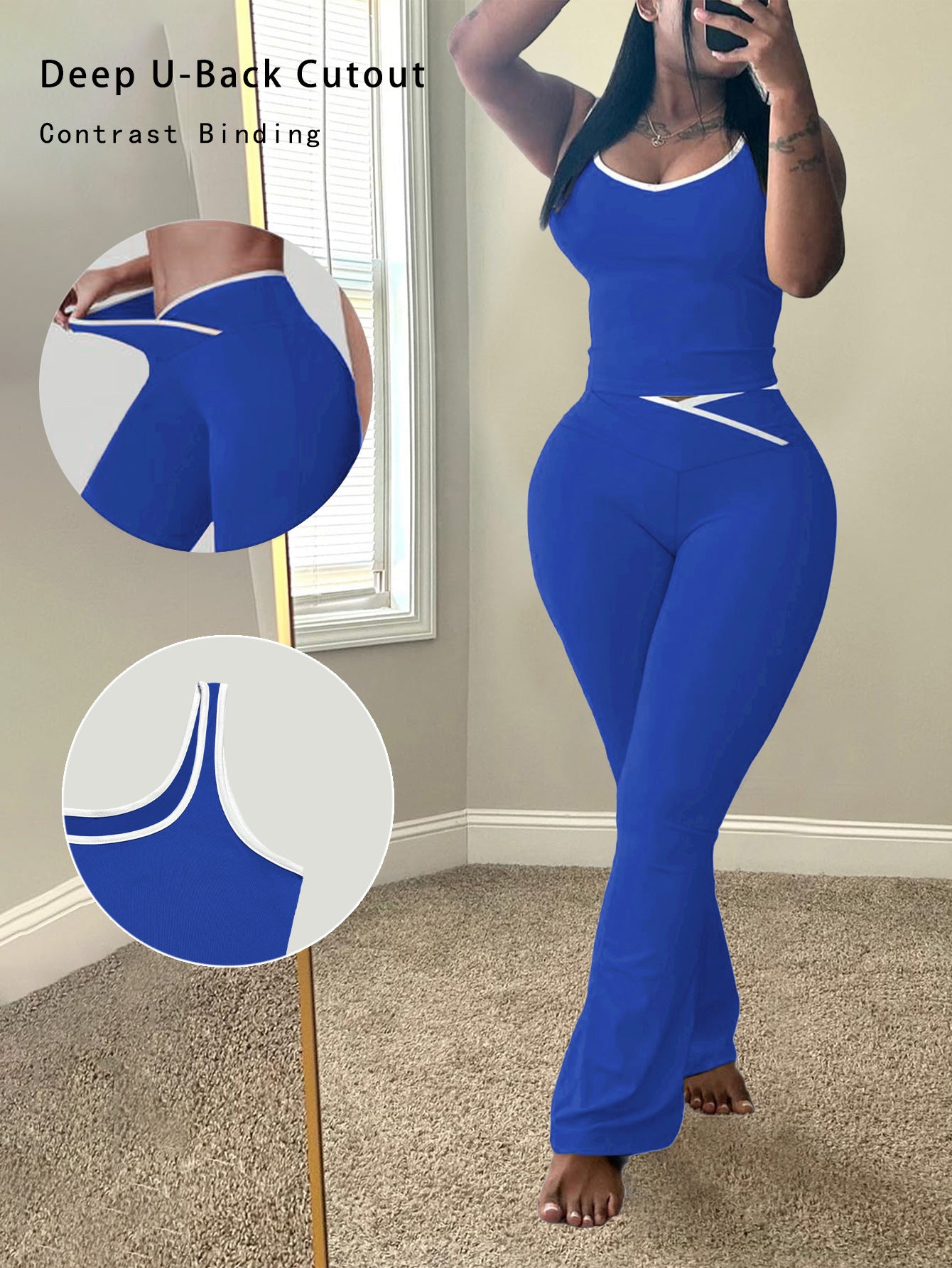 Women's Round Neck With Trousers Two-piece Summer Vests