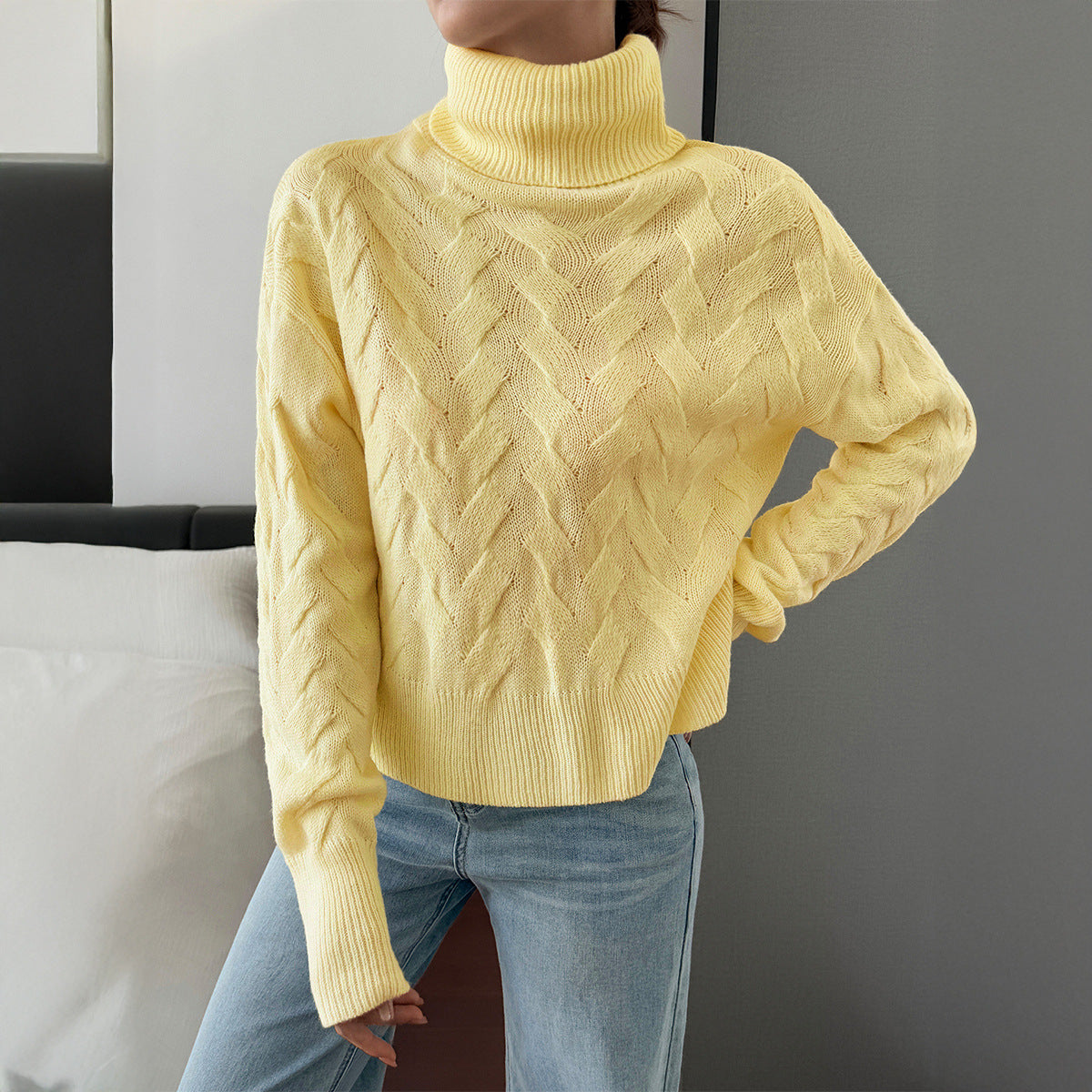 Women's Casual Solid Color Wool Long Sleeve Sweaters