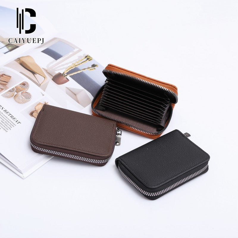 Women's Zipper Solid Color Access Cover High Card Holder