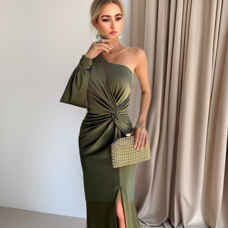 Summer Knotted Split Solid Color Slim Dresses