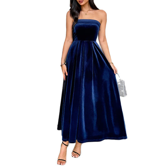 Women's Elegant Graceful Tube Solid Color Long Dresses