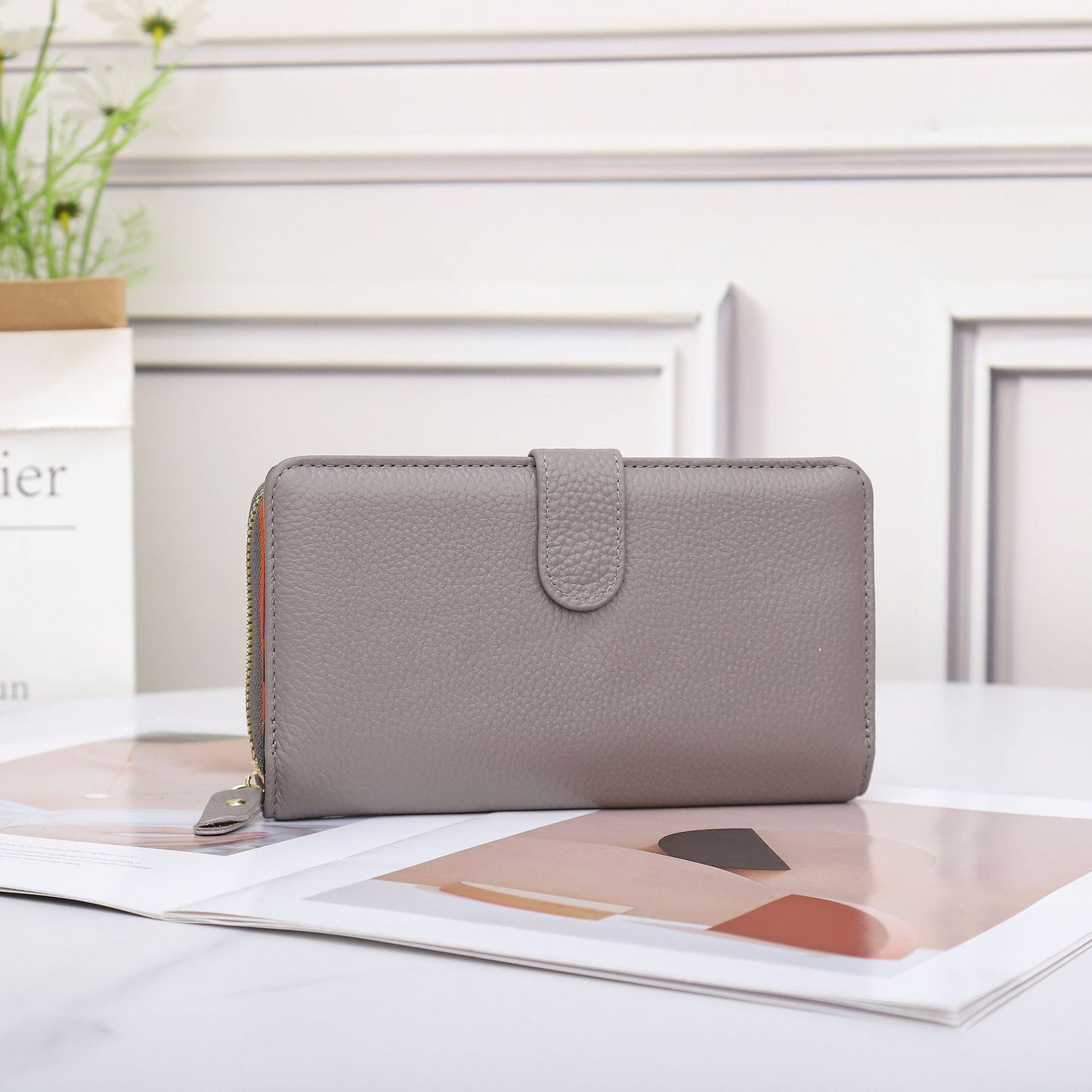 Women's Long Leather First Layer Cowhide Large Ladies Wallets