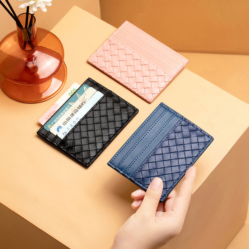 Women's & Men's & Lightweight Mini One-piece Woven Soft Card Holder