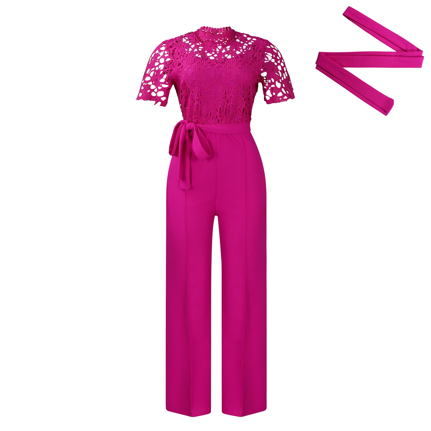 Women's Lace Cutout Sleeve High Waist With Pants