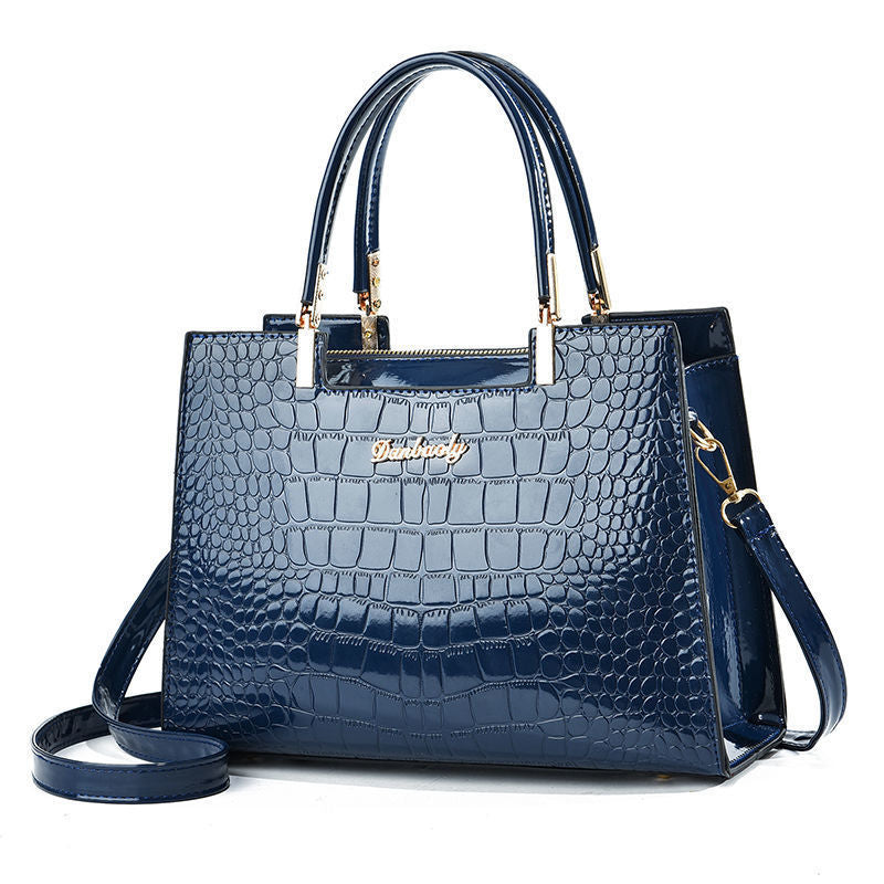 Women's Fashion Popular Bright Leather Alligator Print Bags