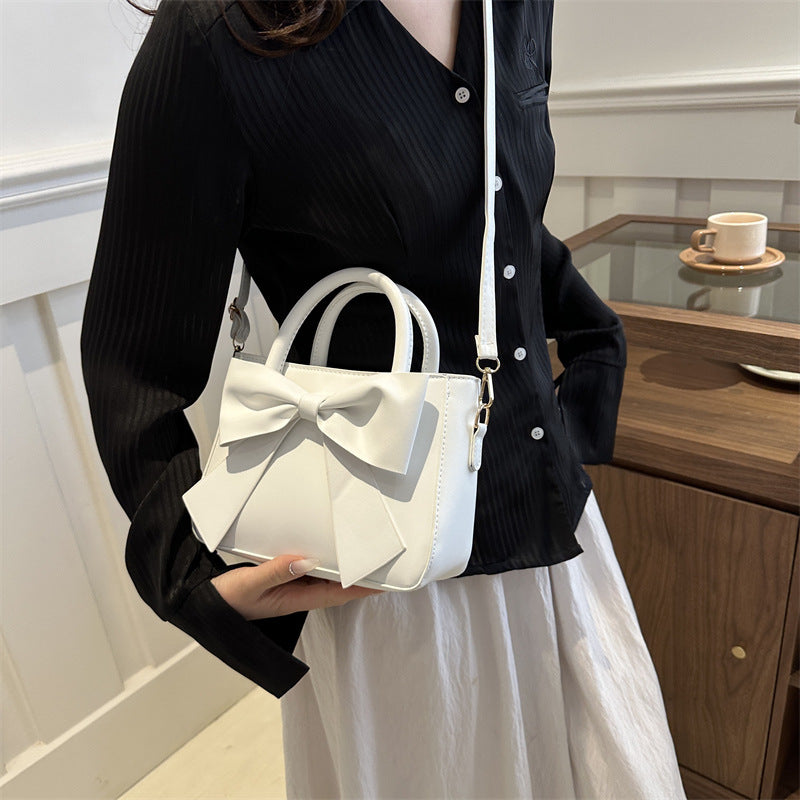 Women's Design Fashion Retro Bow Solid Color Shoulder Bags