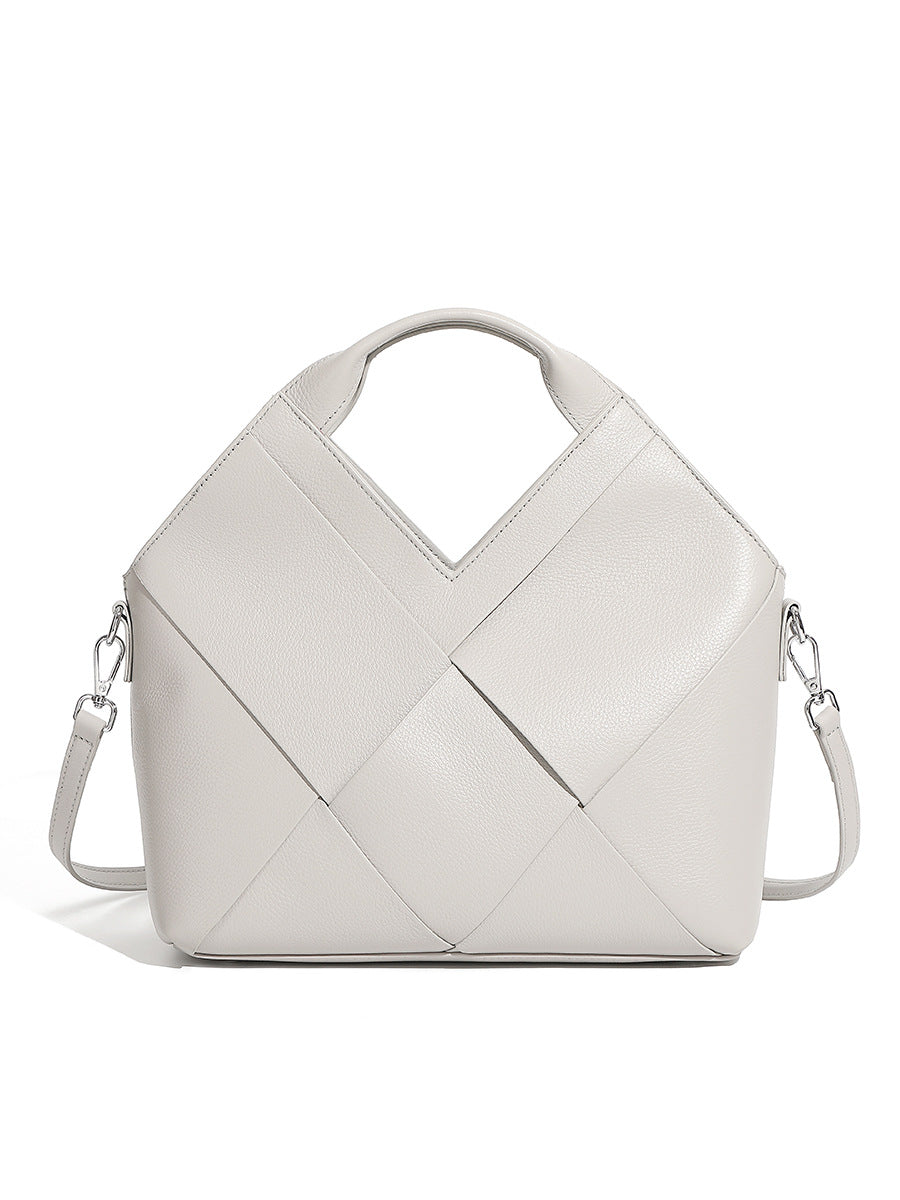 Women's Woven Inverted Triangle Design Fashion Soft Shoulder Bags