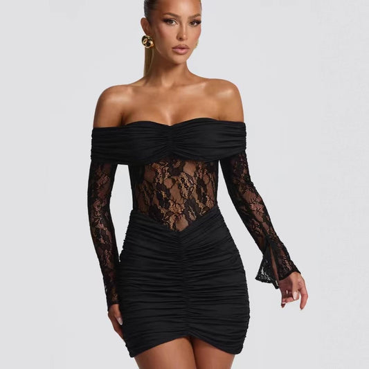 Lace Slim Dress Elegant Style Long Dresses