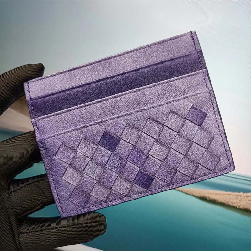 Women's & Men's & Name Sheepskin Woven Lightweight Clamp Card Holder