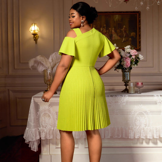 Ruffle Sleeve Waist Trimming Fashion Vitality Dresses
