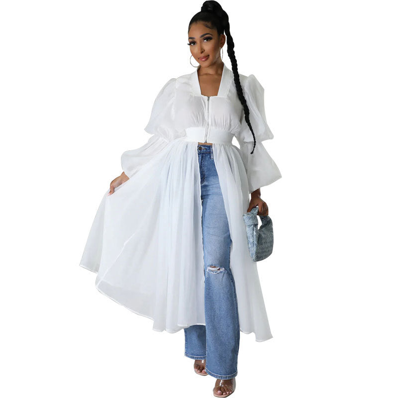 Women's Fashion Solid Color Long Sleeve Temperament Dress