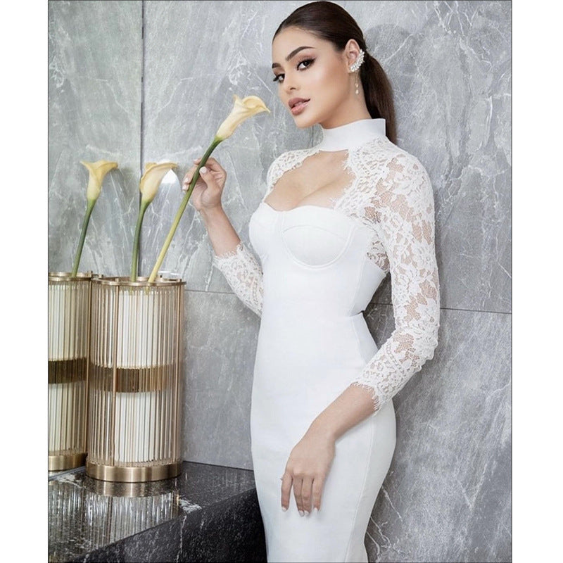 Tube Lace Dress Banquet Bandage One-piece Dresses