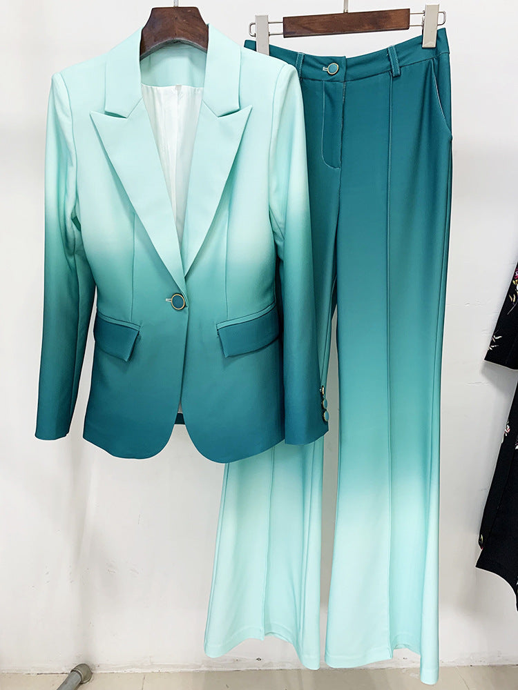 Fashionable Temperament Gradient Color Slim Flared Pants