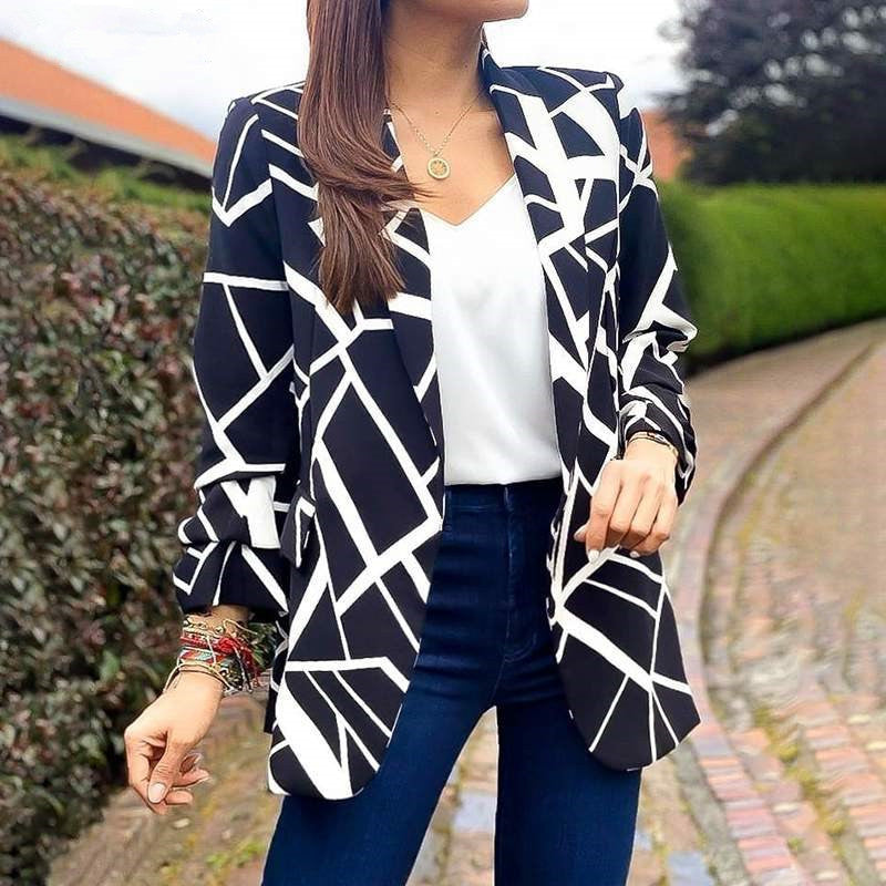 Fashion Printed Collar Without Buckle Business Small Suit
