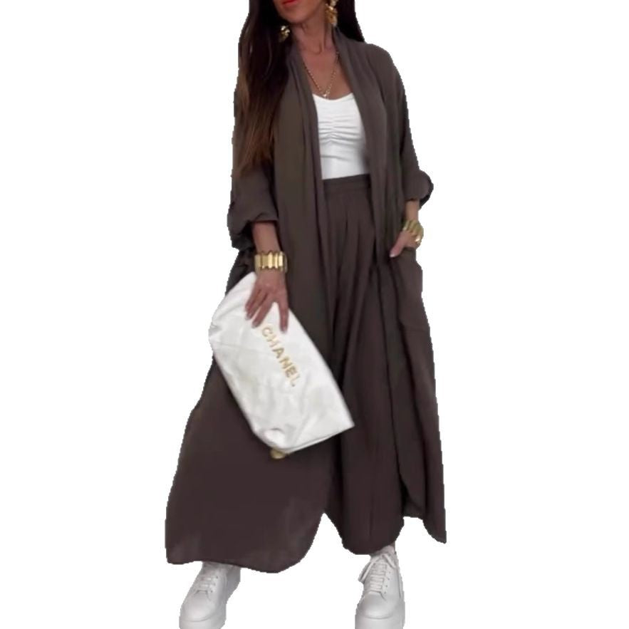 Women's Long Shirt Fashion Solid Color Casual Suits
